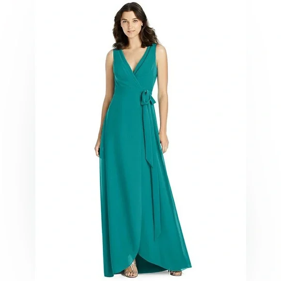 Jenny Packham | Dresses | Jenny Packham Nwt Matte Chiffon Wrap Dress In Jade  Size 6 | Poshmark